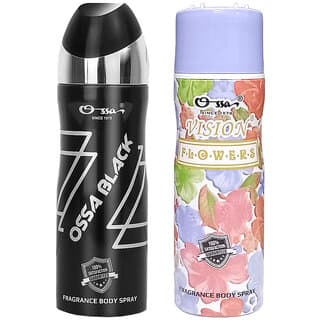Ossa Black And Vision Flower Body Spray For Men And Women  Woody And Floral Long Lasting Aroma  200ml Each (Pack of 2) - Fragrance | Buy online on ZillyBuy