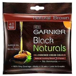 Garnier Black Naturals Creme Hair Color, Natural Brown 4.0 20ml + 20g - Hair Oils, Care, and Styling | Buy online on ZillyBuy