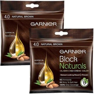 Garnier Naturals Creme Hair Color, Natural Brown - Pack Of 2 (40ml) - Hair Oils, Care, and Styling | Buy online on ZillyBuy