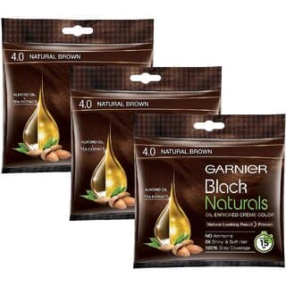 Garnier Naturals Creme Hair Color, Natural Brown - Pack Of 3 (40ml) - Hair Oils, Care, and Styling | Buy online on ZillyBuy