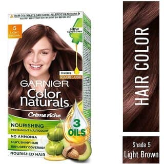 Garnier Color Naturals Cream Hair Color, Light Brown (5) 70 ml + 60 g - Hair Oils, Care, and Styling | Buy online on ZillyBuy