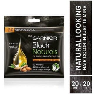 Garnier Black Naturals Creme Hair Color, Original Black 2.0 - 20ml + 20g - Hair Oils, Care, and Styling | Buy online on ZillyBuy