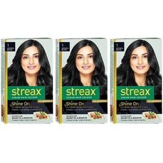 Streax Natural Black 1 Cream Hair Colour - 25g+25ml (Pack Of 1) - Hair Oils, Care, and Styling | Buy online on ZillyBuy