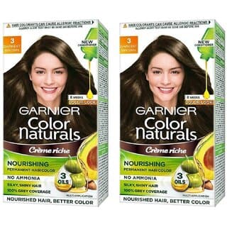 Garnier Color Naturals Cream Dark Brown 3 Hair Color - 70ml+60g (Pack Of 2) - Hair Oils, Care, and Styling | Buy online on ZillyBuy