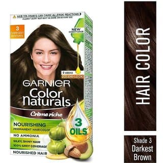 Garnier Color Naturals Cream Hair Color, Dark Brown (3) 70 ml + 60 g - Hair Oils, Care, and Styling | Buy online on ZillyBuy