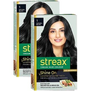 Streax Natural Black Hair Colour - Pack Of 2 (25g+25ml) - Hair Oils, Care, and Styling | Buy online on ZillyBuy