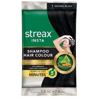Streax Natural Black 1 Shampoo Hair Colour - 7.5g+7.5ml - Hair Oils, Care, and Styling | Buy online on ZillyBuy