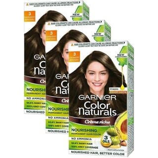 Garnier Naturals Cream Hair Color, Dark Brown - Pack Of 3 (130ml) - Hair Oils, Care, and Styling | Buy online on ZillyBuy