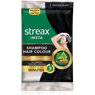 Streax Natural Black Shampoo Hair Colour (7.5g+7.5ml) - Hair Oils, Care, and Styling | Buy online on ZillyBuy