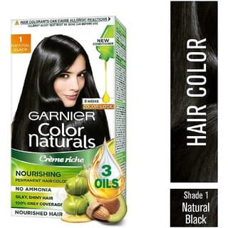 Garnier Color Naturals Cream Hair Color, Natural Black (1) 70 ml + 60 g - Hair Oils, Care, and Styling | Buy online on ZillyBuy