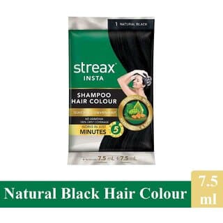 Streax Natural Black Hair Colour - Pack Of 1 (7.5g+7.5ml) - Hair Oils, Care, and Styling | Buy online on ZillyBuy