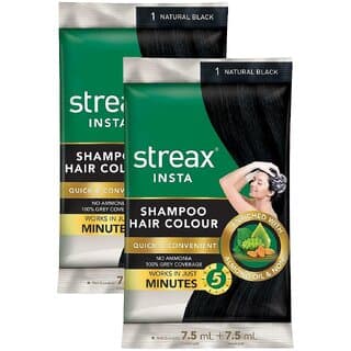 Streax Natural Black Hair Colour - Pack Of 2 (7.5g+7.5ml) - Hair Oils, Care, and Styling | Buy online on ZillyBuy