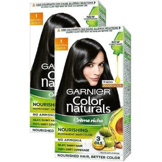 Garnier Naturals Cream Hair Color, Natural Black - Pack Of 2 (130ml) - Hair Oils, Care, and Styling | Buy online on ZillyBuy