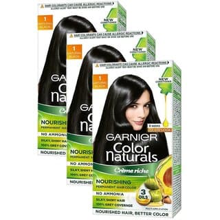 Garnier Naturals Cream Hair Color, Natural Black - Pack Of 3 (130ml) - Hair Oils, Care, and Styling | Buy online on ZillyBuy