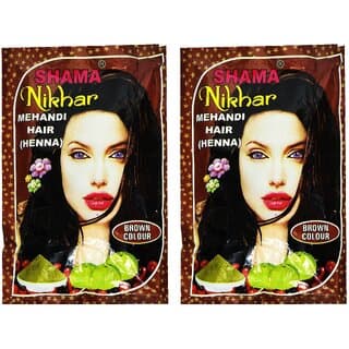 Shama Nikhar Henna Mehandi Brown Hair Colour - 45g (Pack Of 2) - Hair Oils, Care, and Styling | Buy online on ZillyBuy