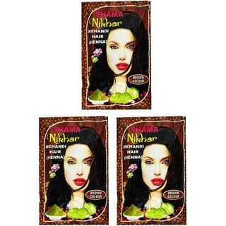 Shama Nikhar Henna Mehandi Brown Hair Colour - 45g (Pack Of 3) - Hair Oils, Care, and Styling | Buy online on ZillyBuy