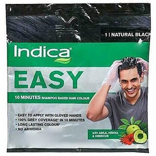 Indica Easy Natural Black Shampoo Based Hair Colour - 18ml - Hair Oils, Care, and Styling | Buy online on ZillyBuy