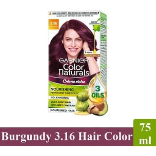 Garnier Naturals Cream Hair Color, Burgundy - Pack Of 1 (75ml) - Hair Oils, Care, and Styling | Buy online on ZillyBuy