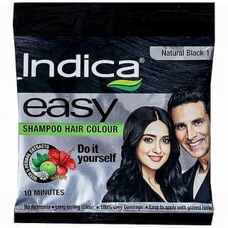 Indica Easy Shampoo Based Hair Colour 1 Natural Black (18ml) - Hair Oils, Care, and Styling | Buy online on ZillyBuy