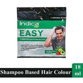Indica Easy Shampoo Based Hair Colour Natural Black - Pack Of 1 (18ml) - Hair Oils, Care, and Styling | Buy online on ZillyBuy