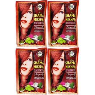 Shama Nikhar Henna Burgundy Hair Colour - 50g (Pack Of 4) - Hair Oils, Care, and Styling | Buy online on ZillyBuy