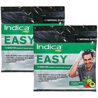 Indica Easy Shampoo Based Hair Colour Natural Black - Pack Of 2 (18ml) - Hair Oils, Care, and Styling | Buy online on ZillyBuy
