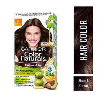 Garnier Color Naturals Cream Hair Color, Brown (4) 35ml + 30g - Hair Oils, Care, and Styling | Buy online on ZillyBuy
