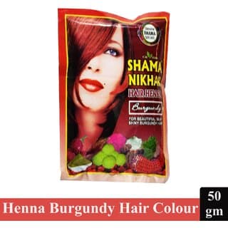 Shama Nikhar Burgundy Henna Hair Colour - Pack Of 1 (50g) - Hair Oils, Care, and Styling | Buy online on ZillyBuy