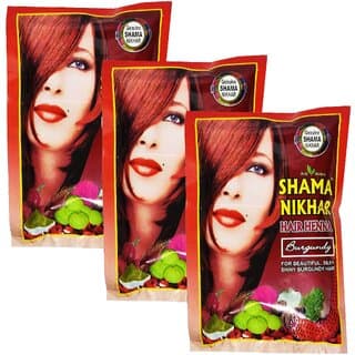 Shama Nikhar Burgundy Henna Hair Colour - Pack Of 3 (50g) - Hair Oils, Care, and Styling | Buy online on ZillyBuy