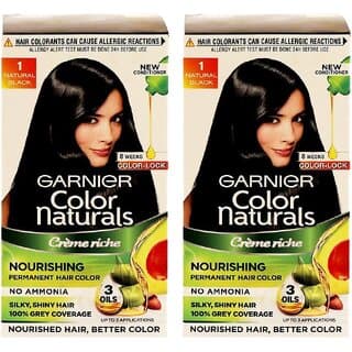 Garnier Color Naturals Cream Natural Black 1 Hair Color - 35ml+30g (Pack Of 2) - Hair Oils, Care, and Styling | Buy online on ZillyBuy