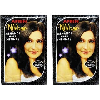 Afrin Nikhar Mehandi Henna Hair Black Colour - 40g (Pack Of 2) - Hair Oils, Care, and Styling | Buy online on ZillyBuy