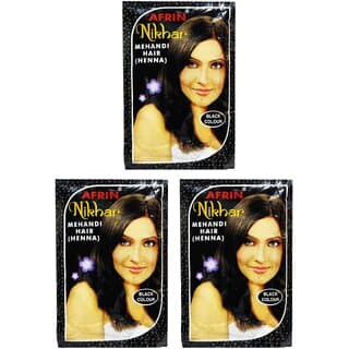 Afrin Nikhar Mehandi Henna Hair Black Colour - 40g (Pack Of 3) - Hair Oils, Care, and Styling | Buy online on ZillyBuy