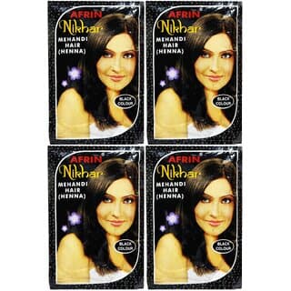 Afrin Nikhar Mehandi Henna Hair Black Colour - 40g (Pack Of 4) - Hair Oils, Care, and Styling | Buy online on ZillyBuy