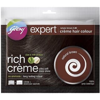 Godrej Rich Creme Natural Brown 4.0 Hair Colour - 20g+20ml - Hair Oils, Care, and Styling | Buy online on ZillyBuy