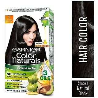 Garnier Color Naturals Cream Hair Color, Natural Black (1) 35 ml + 30 g - Hair Oils, Care, and Styling | Buy online on ZillyBuy