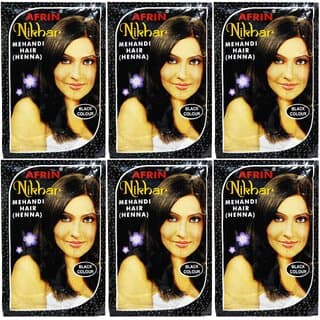 Afrin Nikhar Mehandi Henna Hair Black Colour - 40g (Pack Of 6) - Hair Oils, Care, and Styling | Buy online on ZillyBuy