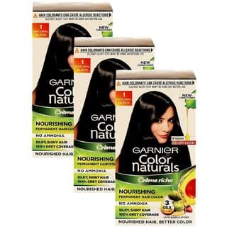 Garnier Naturals Cream Hair Color, Natural Black - Pack Of 3 (75ml) - Hair Oils, Care, and Styling | Buy online on ZillyBuy