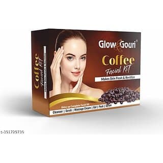 Glow & Gouri Coffee Facial Kit | Cleanser|Scrub|Massage Cream|Gel | Face Pack|Serum| 6 Item In The Box| (5x50g) And (30 ml Serum Oil) - Skin Care - Face Cleansers | Buy online on ZillyBuy