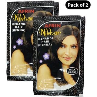 Afrin Nikhar Black Coloured Hair Mehandi For Unisex - Pack Of 2 (45g) - Hair Oils, Care, and Styling | Buy online on ZillyBuy