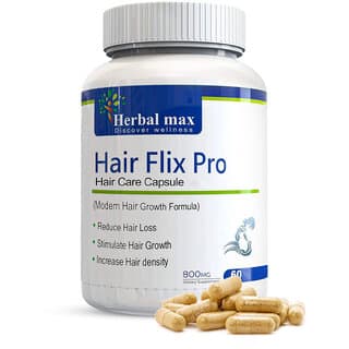 Herbal max HairFlix Pro Reduce Hair Loss, Boost Density for Men Women- 60 Capsules - Hair Oils, Care, and Styling | Buy online on ZillyBuy