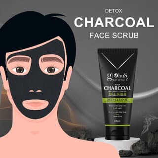 Globus Naturals Detox Charcoal Face Scrub For Detoxifies  Purifies 100 gm - Skin Care - Face Cleansers | Buy online on ZillyBuy