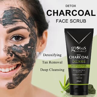 Globus Naturals Detox Charcoal Face Scrub For Exfoliates skin unclogs pores removes dirt  impurities 100 gm - Skin Care - Face Cleansers | Buy online on ZillyBuy
