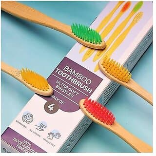 FAIRBIZPS Bamboo Toothbrush Set - Pack of 4 Soft Bristles BPA-Free Antibacterial Biodegradable Handle - Eco-Friendly Oral Care Kit for Kids and Adult - Oral Care | Buy online on ZillyBuy