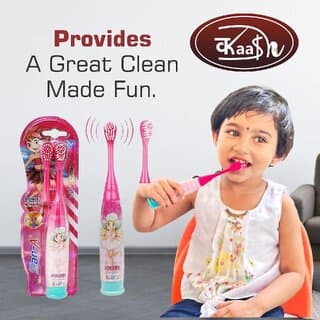 Kaash Kids Cartoon Printed Electric Toothbrush Extra Soft Toothbrush for Kids Pink - Oral Care | Buy online on ZillyBuy