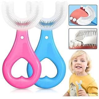 Pink and White Kids' Toothbrush - Soft Bristle, Ergonomic Handle, Single Pack - Oral Care | Buy online on ZillyBuy