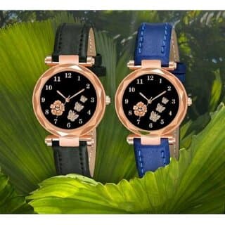 Bolun Black And Blue Leather Belt Bty Dial Combo Women and Girls WatchCvvm440 - Watches | Buy online on ZillyBuy