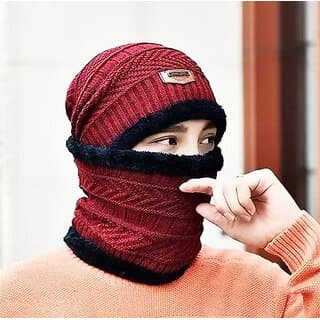 Fashlook Woolen Maroon Casual Winter Cap - Uncategorized | Buy online on ZillyBuy
