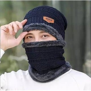 Fashlook Woolen Dark Blue Casual Winter Cap - Uncategorized | Buy online on ZillyBuy
