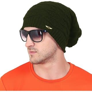 Fashlook Woolen Green Casual Winter Cap - Uncategorized | Buy online on ZillyBuy