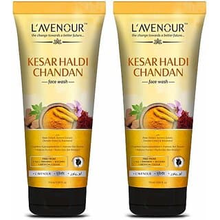 (Pack of 2) L'avenour Kesar Haldi Chandan Face Wash 230ml: Brightens skin, reduces pigmentation, hydrates & improves tex - Skin Care - Face Cleansers | Buy online on ZillyBuy